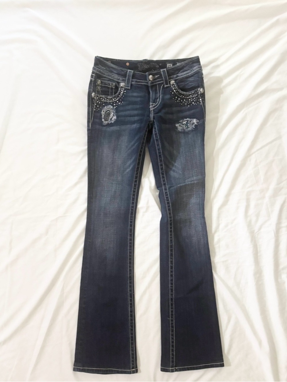 Miss Me Dark Blue Signature Boot Jeans with Embellished Back Pockets - Picture 5 of 9